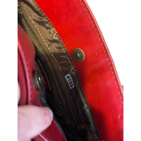 Aldo Red Leather Handbag With Buckle Detailing & Zip Closure - Picture 13 of 14